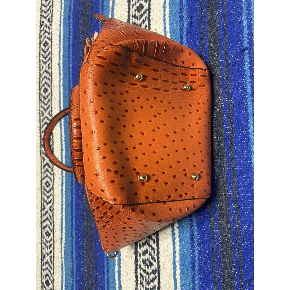 Y2K Cato Orange Ostrich Croc Embossed Satchel Handbag Purse Tassel Structured